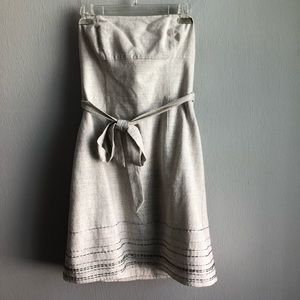 Ann Taylor Loft linen blend strapless dress 8P.